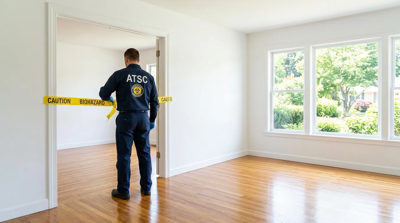 Certified biohazard cleanup crew performing Trauma Scene Cleanup in Winsted